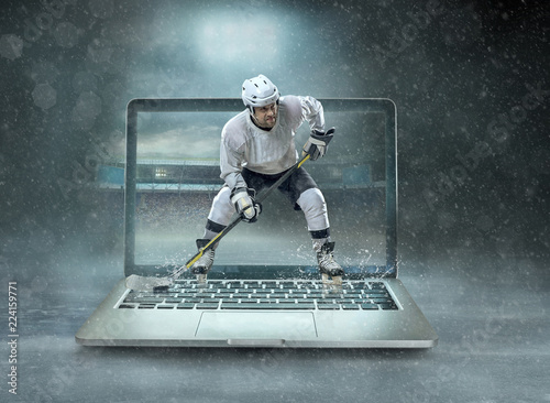 Canvas Print Caucasian ice hockey Players in dynamic action in a professional