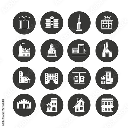 building icons set in circle button style