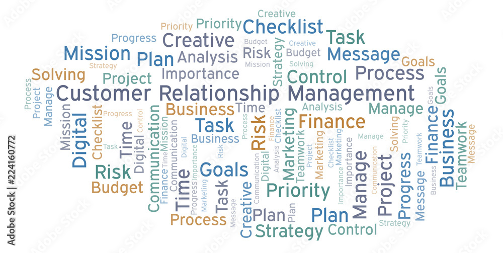 Customer Relationship Management word cloud, made with text only.