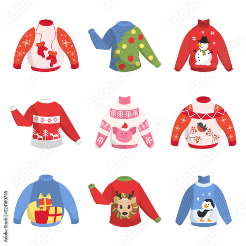 Cute warm christmas sweater for winter set