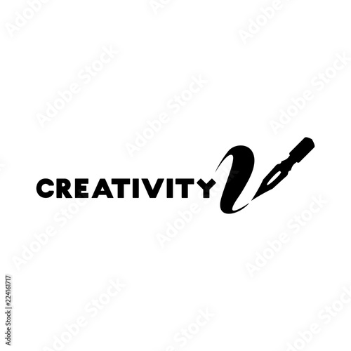 Creativity lettering logo isolated design. Craft shop sign with calligraphic pen. Black metal laser cut sign. Art and creative logotype for store layout or branding. Isolated vector