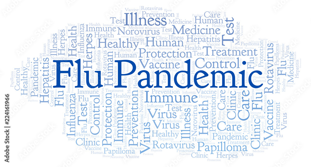 Fototapeta premium Flu Pandemic word cloud, made with text only.