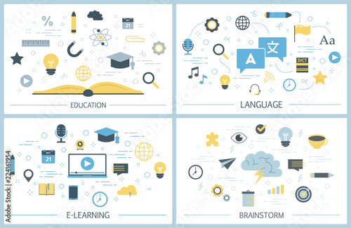 Education illustration set. Idea of knowledge and learning