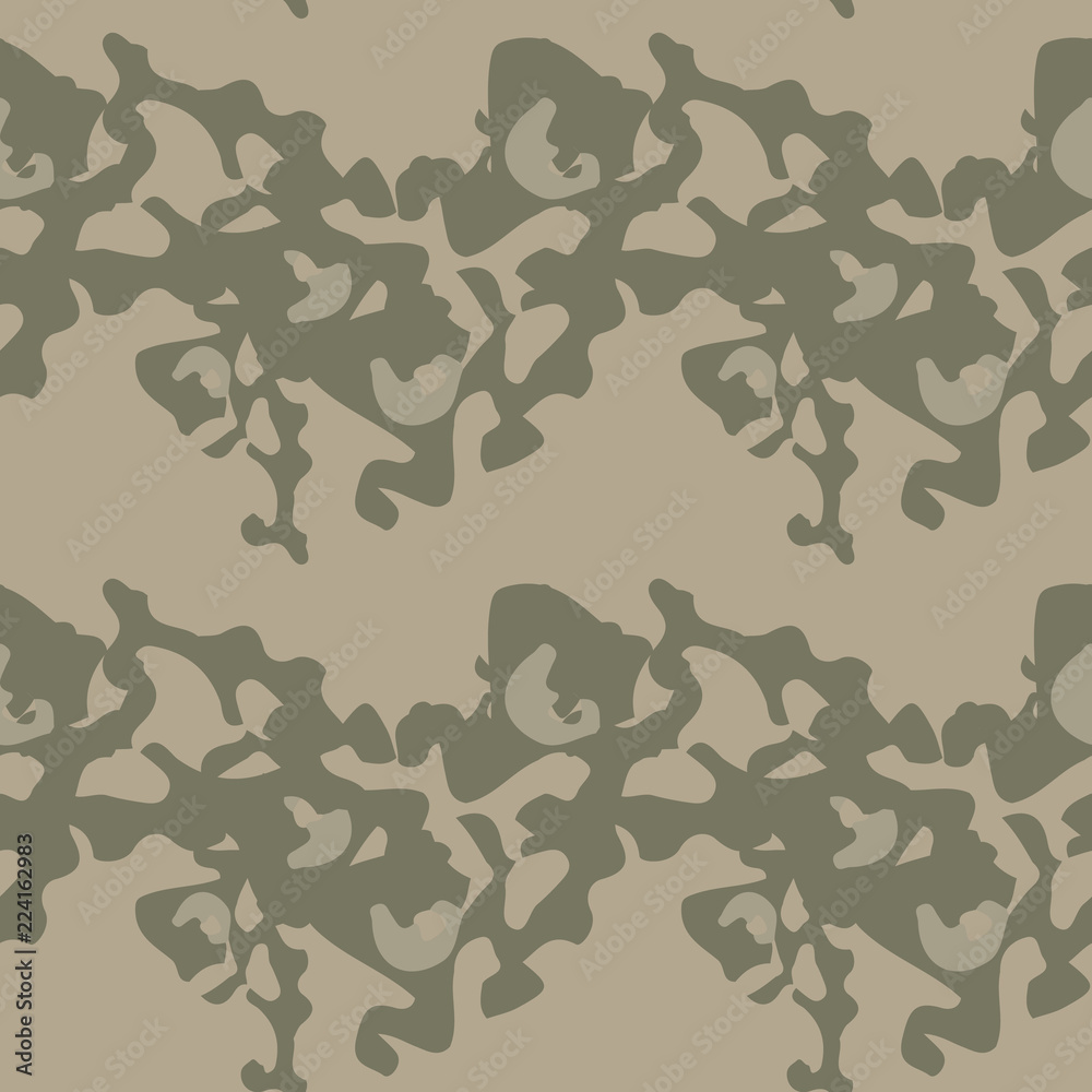 UFO military camouflage seamless pattern in different shades of beige and green colors UFO military camouflage seamless pattern in different shades of beige and green colors