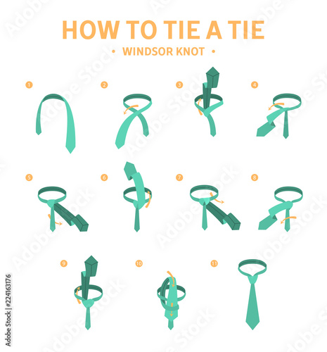 How to tie a windsor knot tie instruction. photo