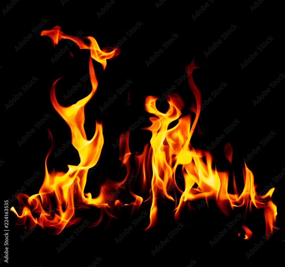 Fototapeta premium Flame of fire on a black background