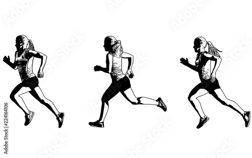female sprinter sketch illustration - vector