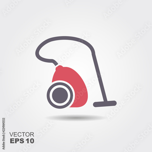Vacuum cleaner flat Icon with shadow. Vector illustration