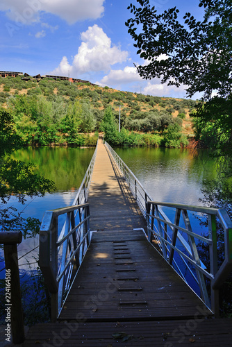 Bridge over the river Bullaque de las Tablas de la Yedra in Piedrabuena, Ciudad Real, Spain. photo