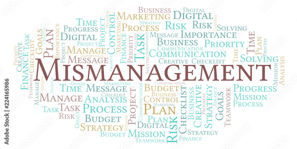 Fototapeta premium Mismanagement word cloud, made with text only.