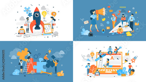 Set of start up illustration with people