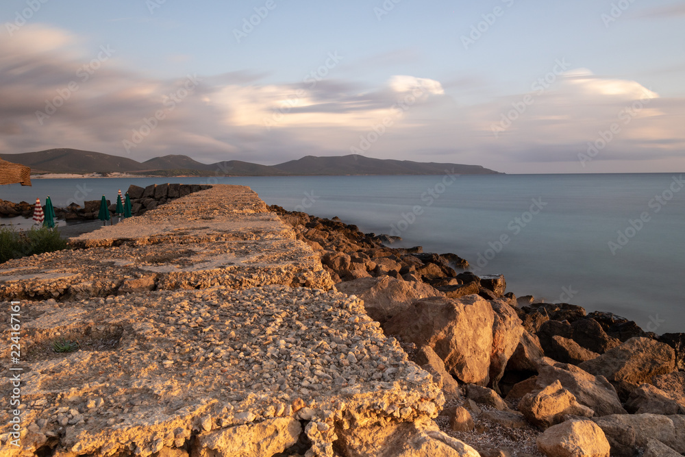 Obraz premium Porto Pino At Sunset, Sardinia Italy