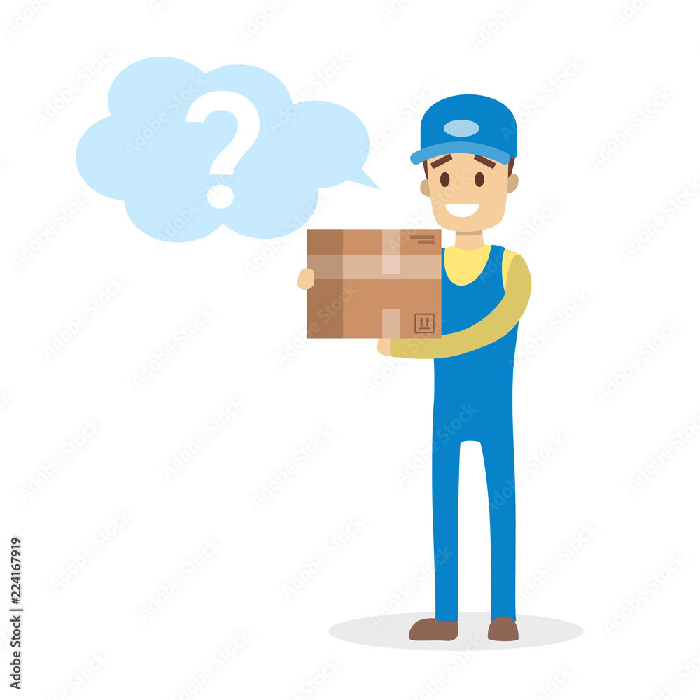 Courier working in delivery service holding package Courier working in delivery service holding package