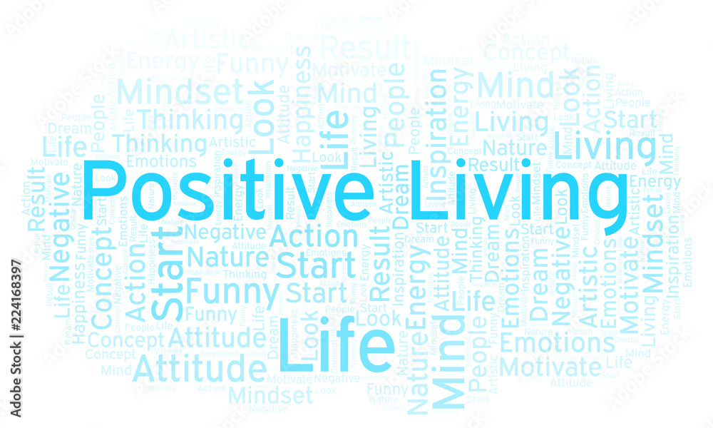 Fototapeta premium Positive Living word cloud, made with text only.