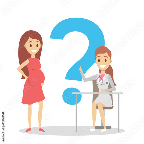 Pregnant woman visiting female doctor in hospital