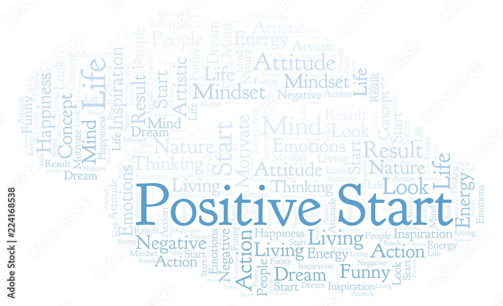 Positive Start word cloud, made with text only.