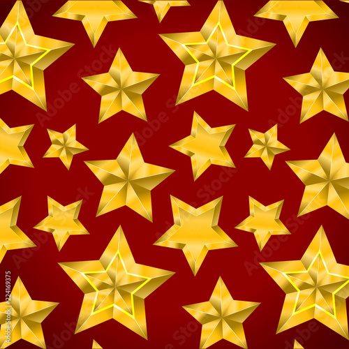 Star realistic metallic golden isolated yellow 3D Pattern