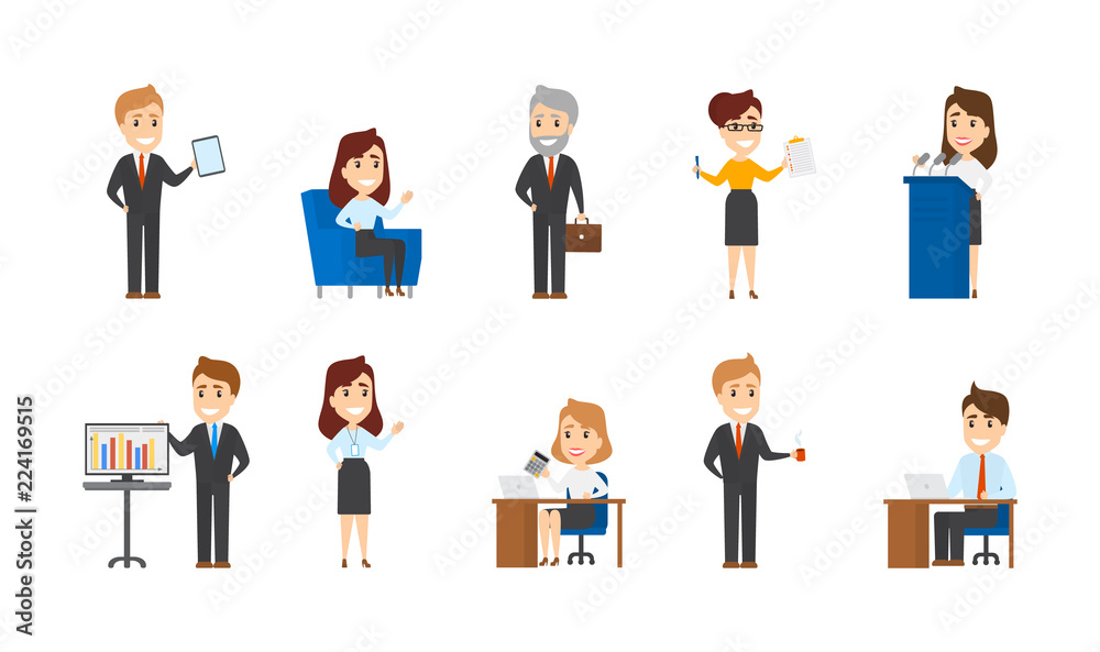 Collection of office workers in different situations Collection of office workers in different situations