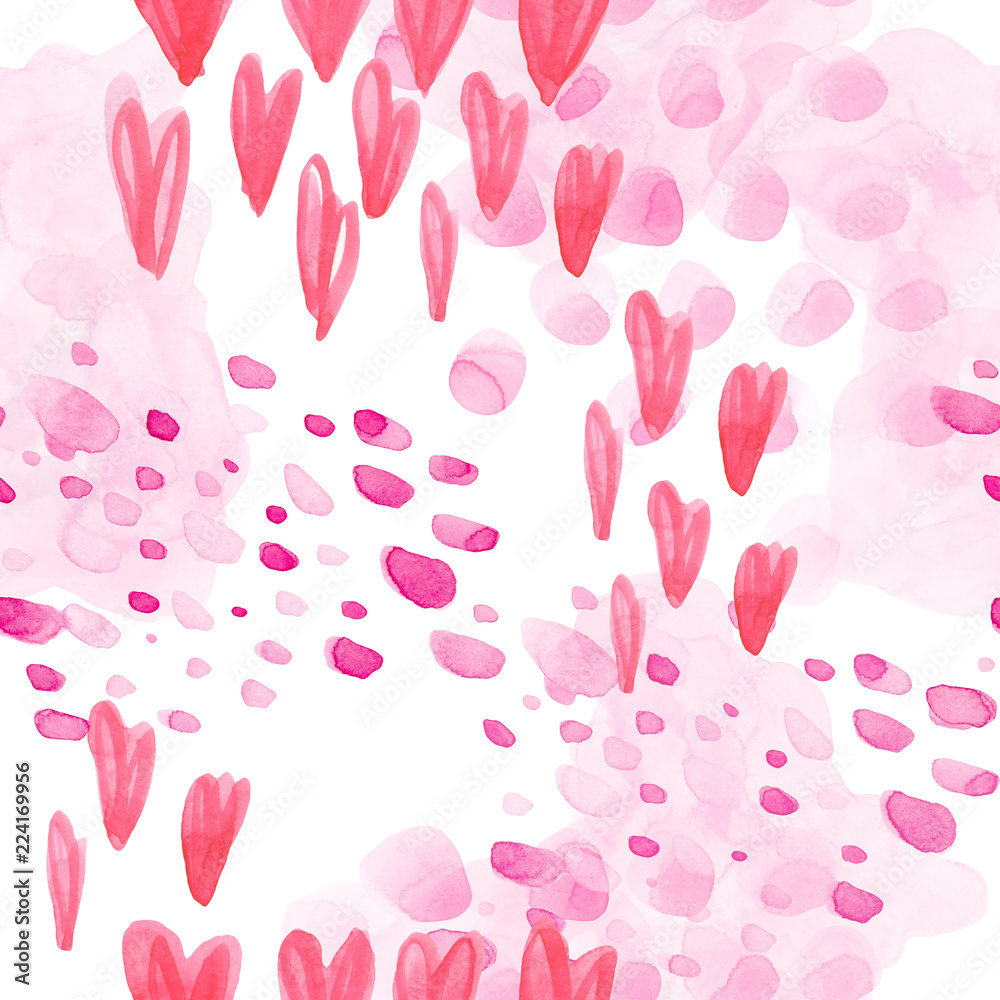 Fototapeta seamless fairy pattern. watercolor stains, dots, splashes, spots of pink color