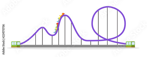 Cute roller coaster in the amusement park