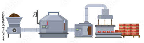 Dark chocolate factory. Production on machinery line