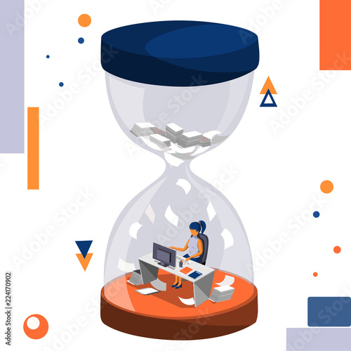 Lack of time, obstruction and deadline vector business illustration