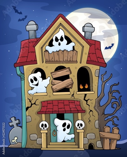Haunted house with ghosts theme 2