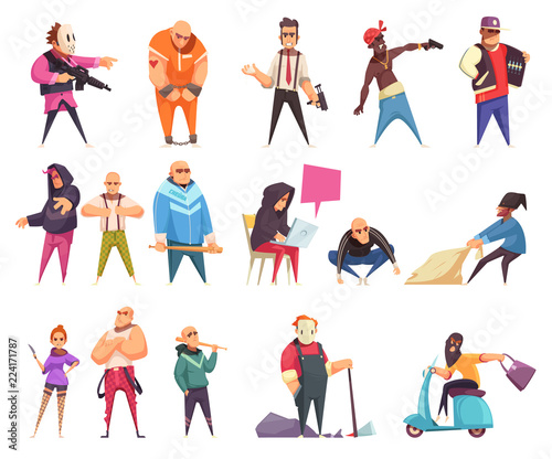Flat Criminal Characters Set