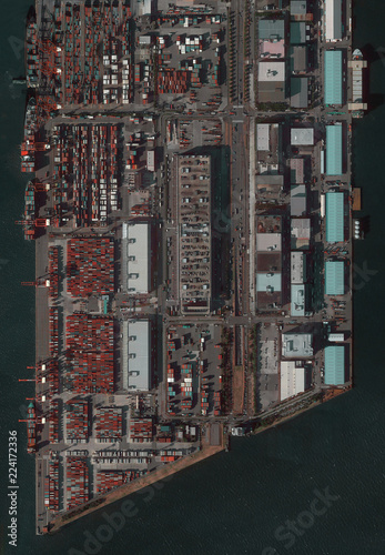 Harbor and Cargo Transport ( shipping ) Tokyo Japan Aerial View