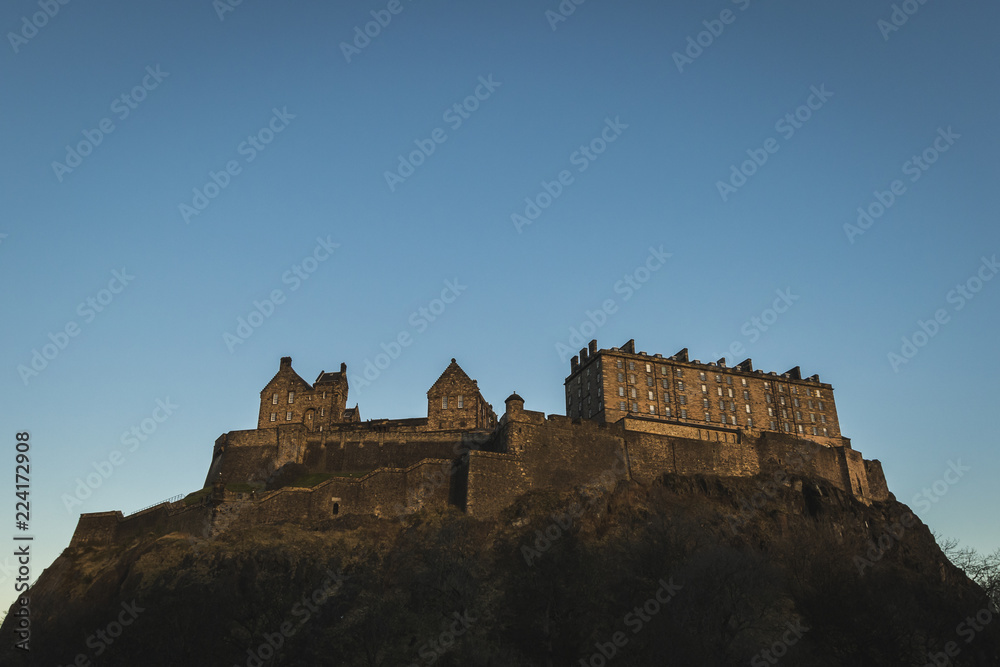 Edinburgh Castle on a clear blue sky