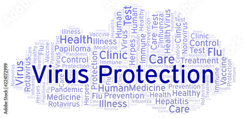 Virus Protection word cloud, made with text only.