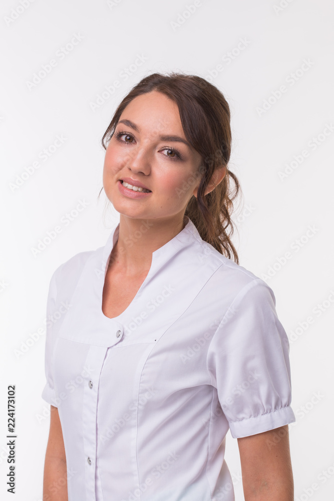 Medical physician doctor woman over white background Medical physician doctor woman over white background