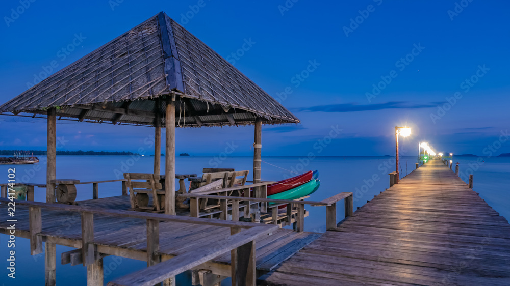 Wooden Pavilion With Wooden Bridge Sea Scenery Wooden Pavilion With Wooden Bridge Sea Scenery