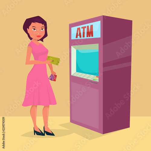Woman at the atm machine
