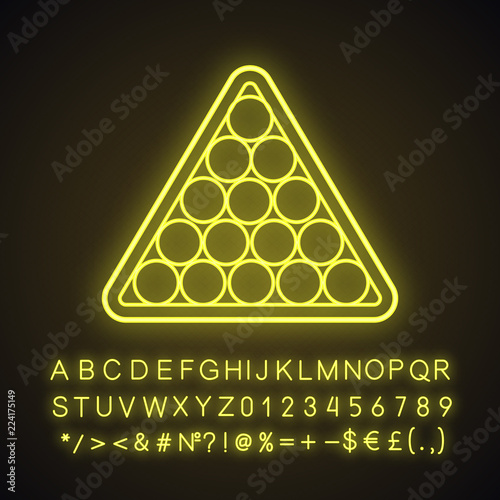 Billiard ball rack neon light icon