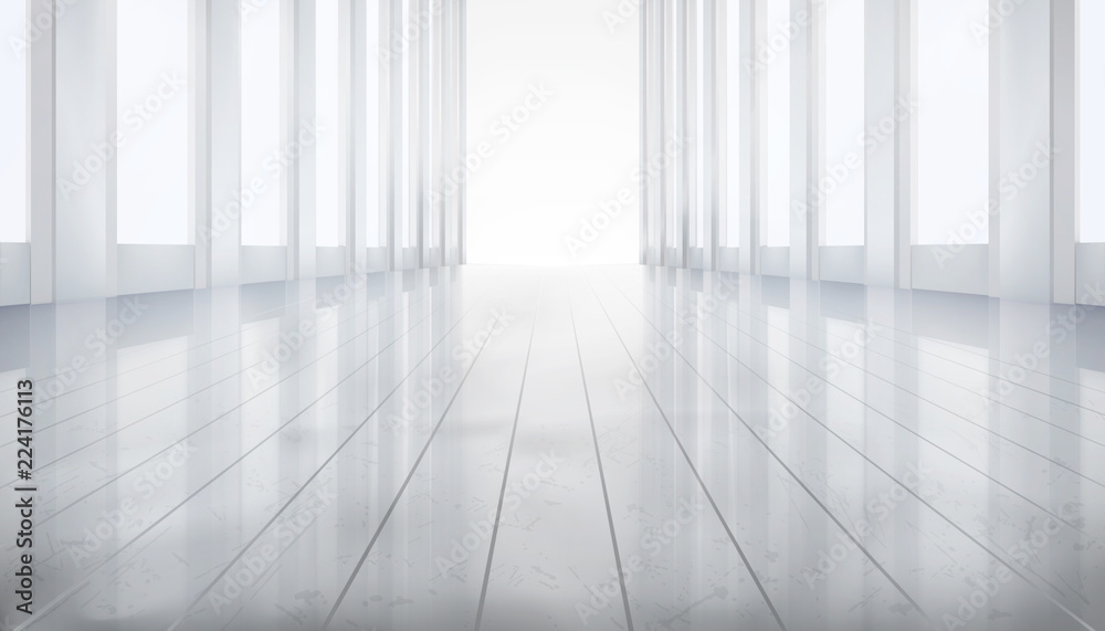 Empty hall with large windows. Vector illustration. Empty hall with large windows. Vector illustration.