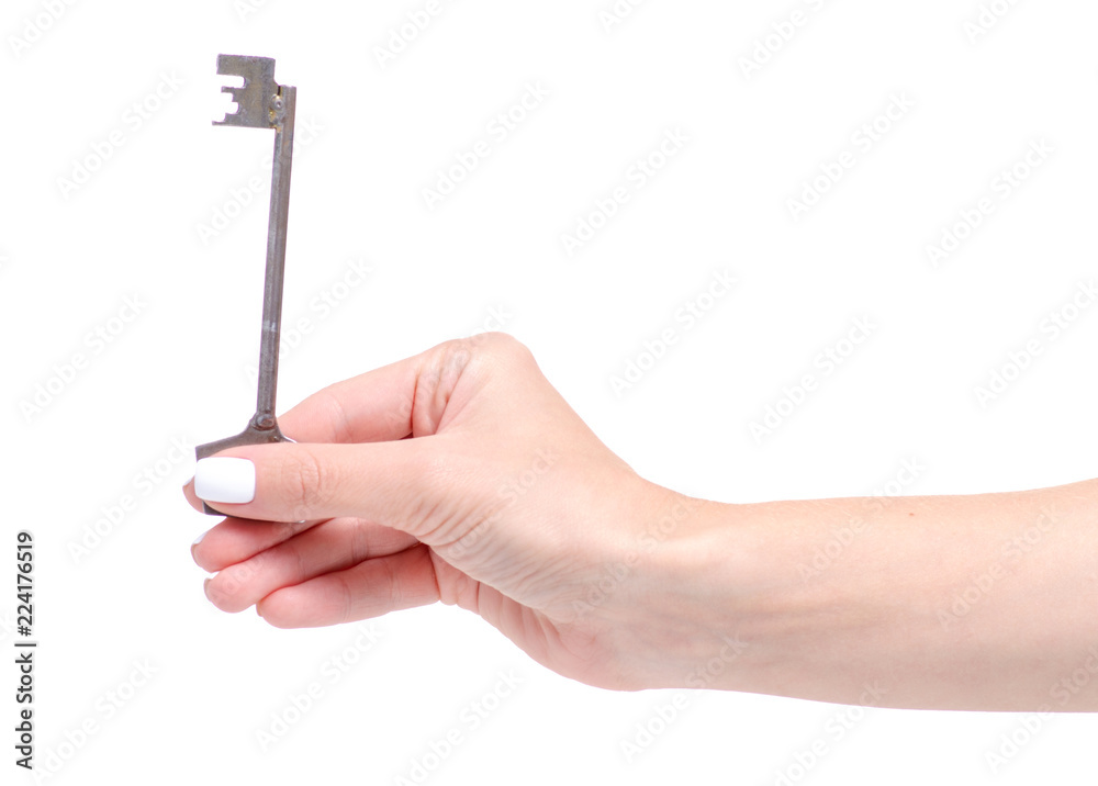 Key in hand on white background isolation Key in hand on white background isolation
