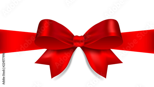 Red bow with ribbon