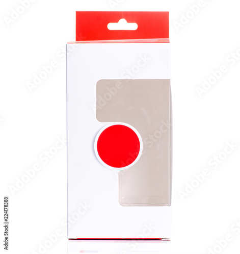 Free Download White box with red on white background isolation - GFXLoad