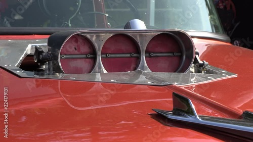 Close up on a race car compressor