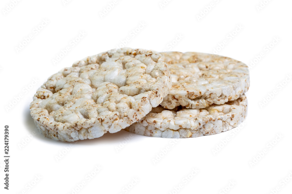 organic Buckwheat and rice mixed cakes isolated on ehite background. Diet snack crackers. Healthy food concept organic Buckwheat and rice mixed cakes isolated on ehite background. Diet snack crackers. Healthy food concept
