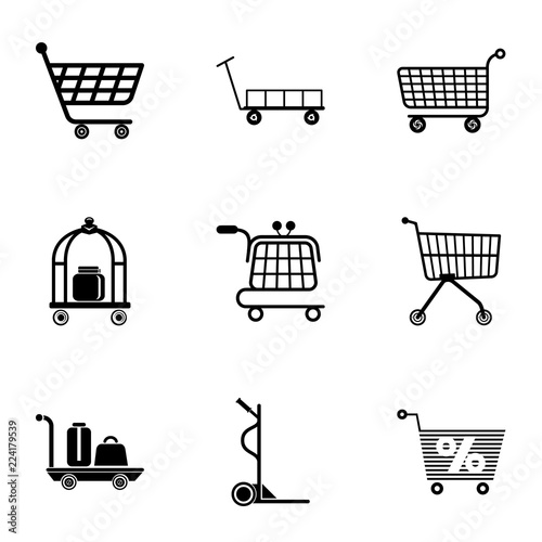 Dolly icons set. Simple set of 9 dolly vector icons for web isolated on white background