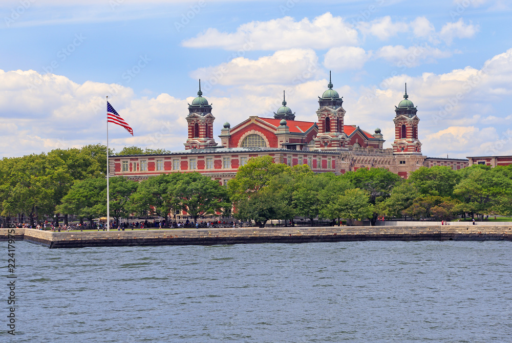 View on Ellis Island, USA, in New York City Bay