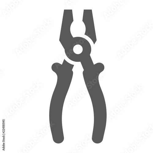 Pliers glyph icon, tool and repair, clamp sign, vector graphics, a solid pattern on a white background.