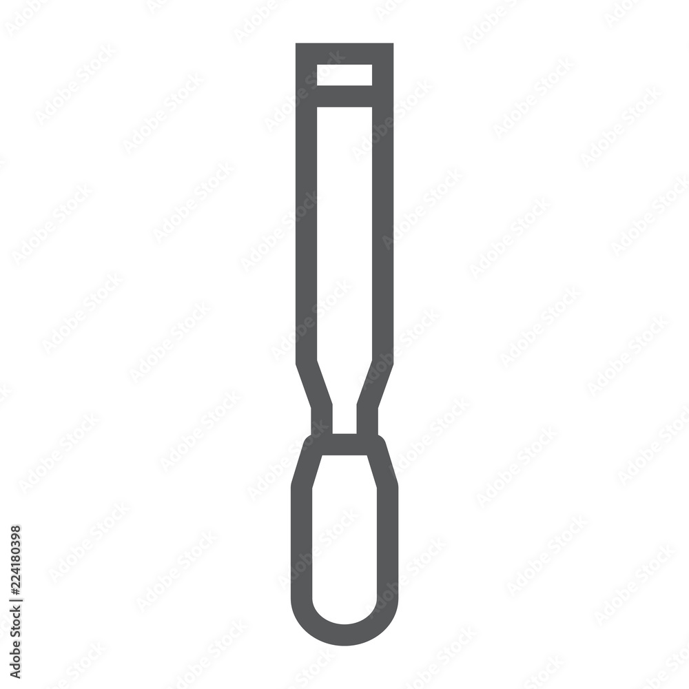 Chisel line icon, tool and repair, carpenter sign, vector graphics, a linear pattern on a white background. Chisel line icon, tool and repair, carpenter sign, vector graphics, a linear pattern on a white background.