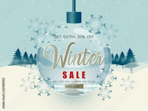 Vector illustration of winter sale poster template.