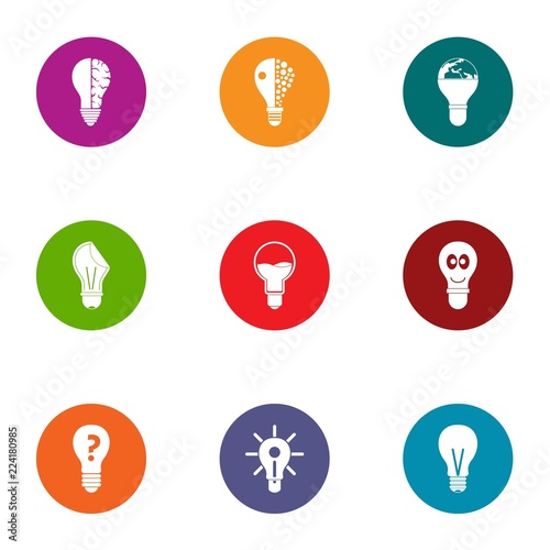 Supply of light icons set. Flat set of 9 supply of light vector icons for web isolated on white background