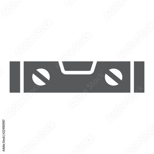 Bubble level tool glyph icon, tool and measure, level ruler sign, vector graphics, a solid pattern on a white background.