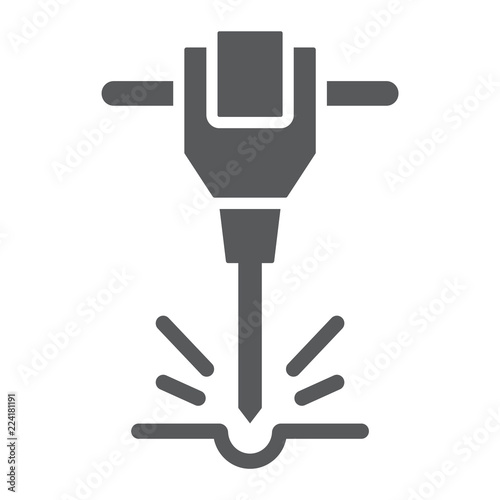 Construction jackhammer glyph icon, tool and repair, pneumatic hammer sign, vector graphics, a solid pattern on a white background.