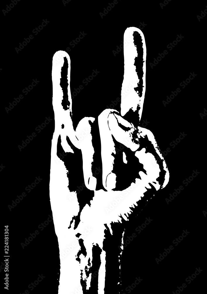 Heavy rock music hand gesture. "Horns up" heavy metal sign vector